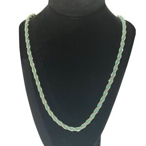 Elegant Green and Gold Rope Look Necklace